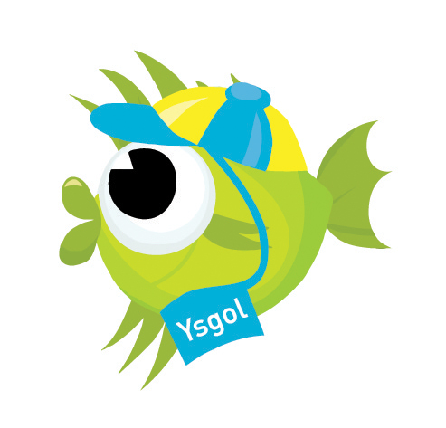 Logo pysgodyn llinell gwaith cartref